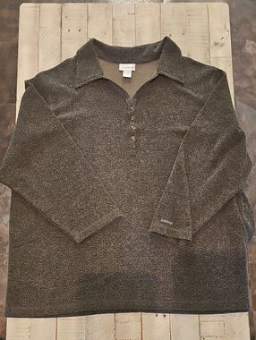 Avenue Heathered Olive/Gray V-Neck Sweater 🌸 Like New